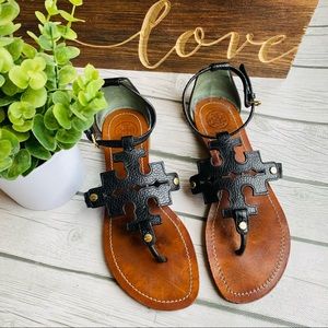 Tory Burch Phoebe Flat Thong Pebbled Leather 8.5